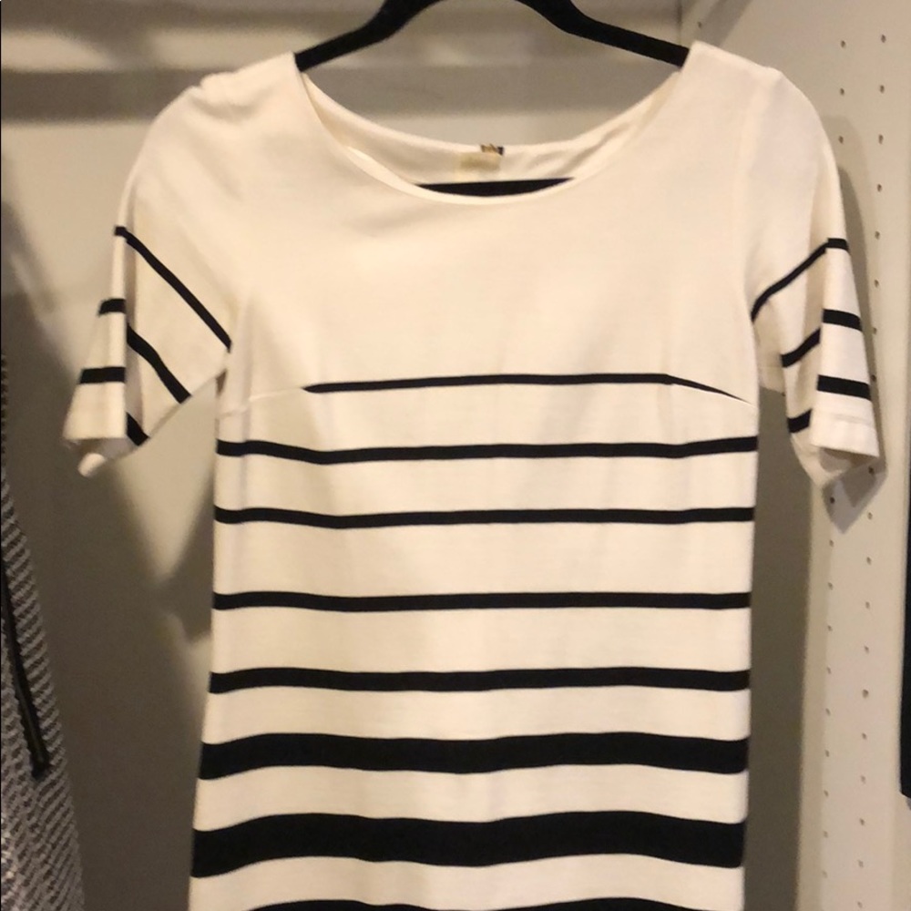 Black and white stripes dress.